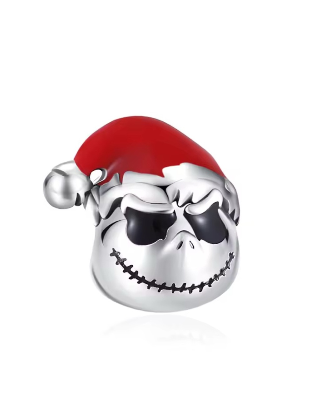 Sterling Silver Skull with Red Santa Hat Charm - Men Accessories